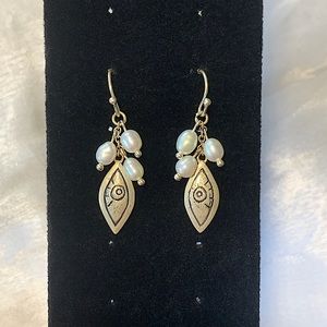 Sterling Silver Unique Pearl Drop Earrings